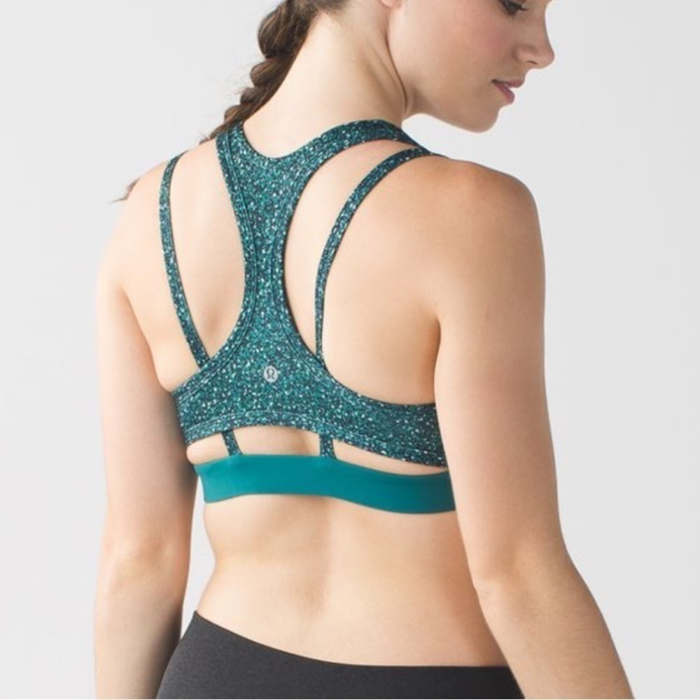 Lululemon Splendour Sport Bra Flashback Static Seamist Forage Teal Womens 6